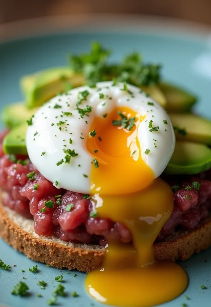 12 Underrated Beef Tartare Recipes Worth Making - 8. Breakfast Beef Tartare with Egg and Avocado