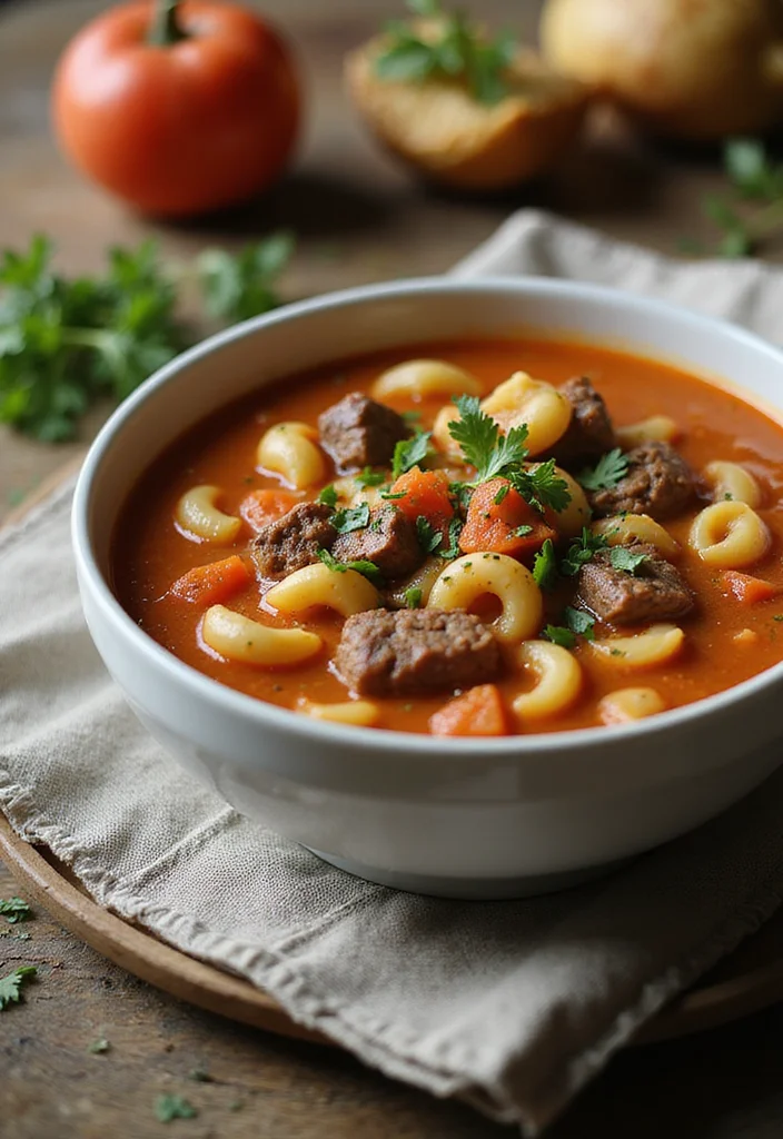 13 Beef And Macaroni Soup Ideas That Make Dinner So Much Easier - 9. Beef and Macaroni Soup with Herbs