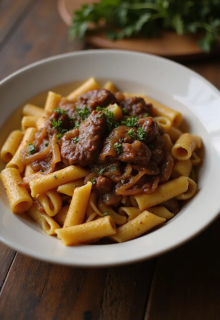 13 Beef Rigatoni Meals Perfect For Weeknight Cooking - 10. Beef Rigatoni with Caramelized Onions