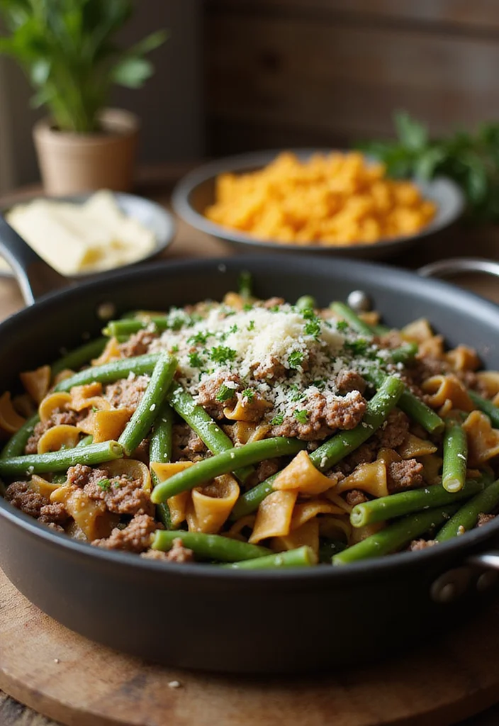 13 Easy Ground Beef Green Beans Meals That Always Impress - 9. One-Pan Ground Beef and Green Beans Pasta