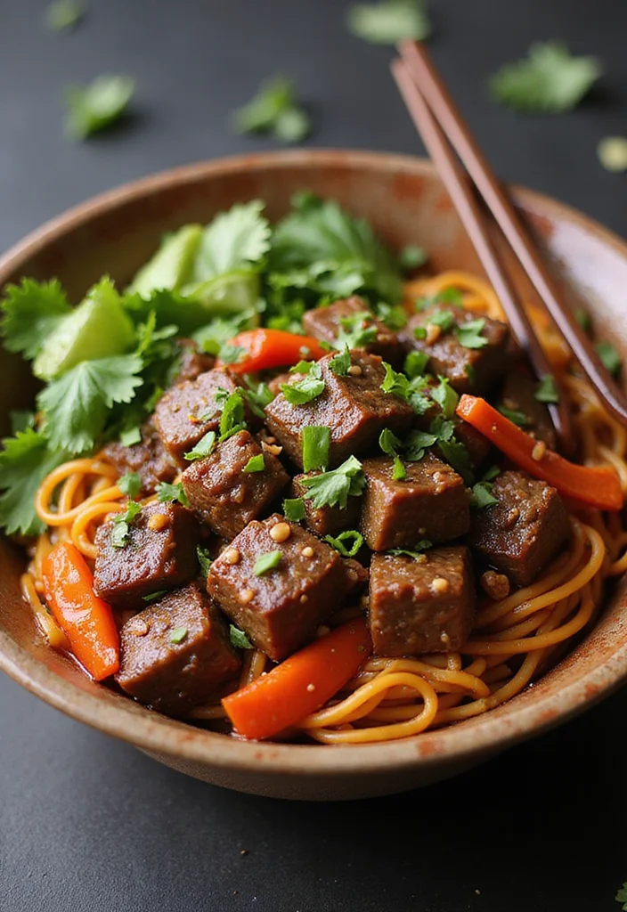 13 Must Try Black Pepper Beef Dishes For Busy Nights - 4. Spicy Black Pepper Beef Noodle Bowl