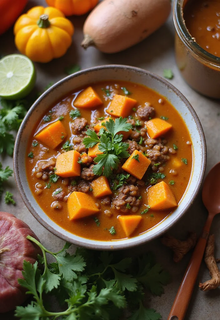 14 Fast & Flavorful Ground Beef Barley Soup Recipes To Cook This Week - 11. Ground Beef Barley Soup with Sweet Potatoes