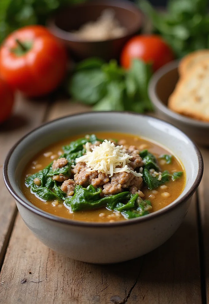 14 Fast & Flavorful Ground Beef Barley Soup Recipes To Cook This Week - 13. Ground Beef Barley Soup with Spinach