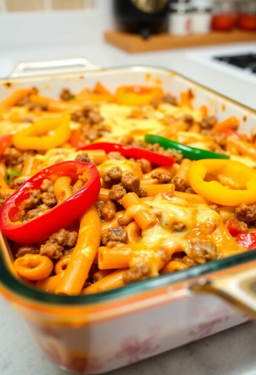 15 Easy Baked Pasta With Ground Beef Meals That Always Impress - 7. Spicy Beef and Pepper Pasta Bake