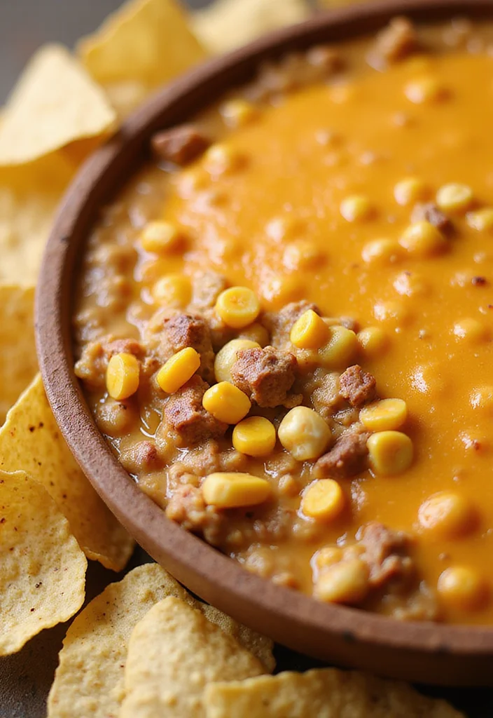 16 Must Try Beef Queso Dip Dishes For Busy Nights - 12. Beef Queso Dip with Sweet Corn
