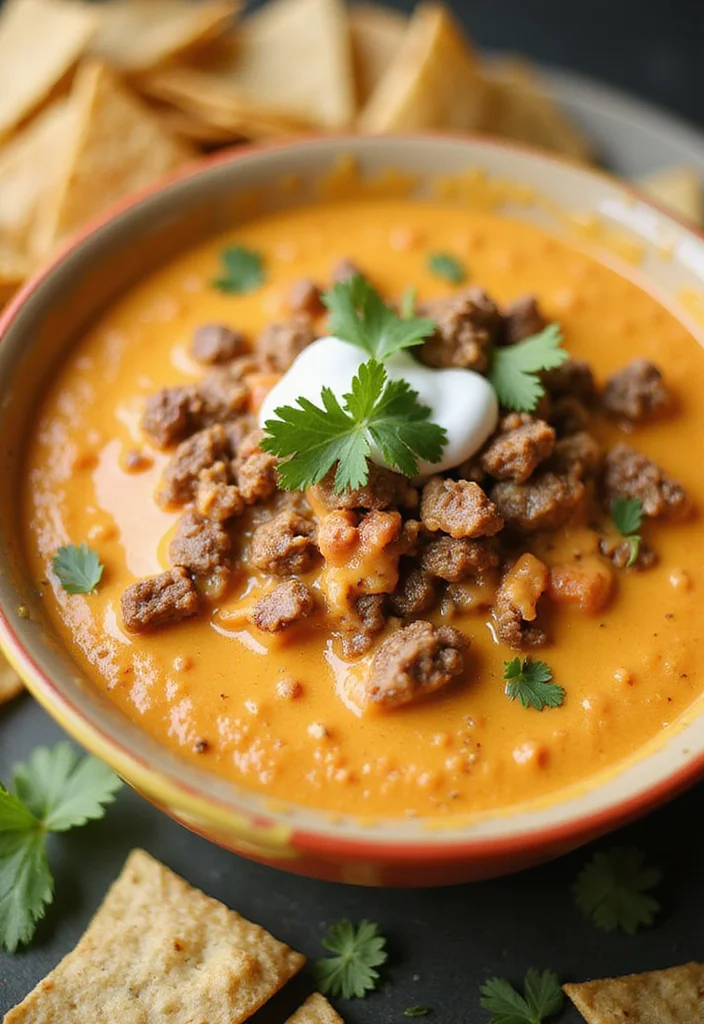 16 Must Try Beef Queso Dip Dishes For Busy Nights - 16. Beef Queso Dip with Creamy Ranch