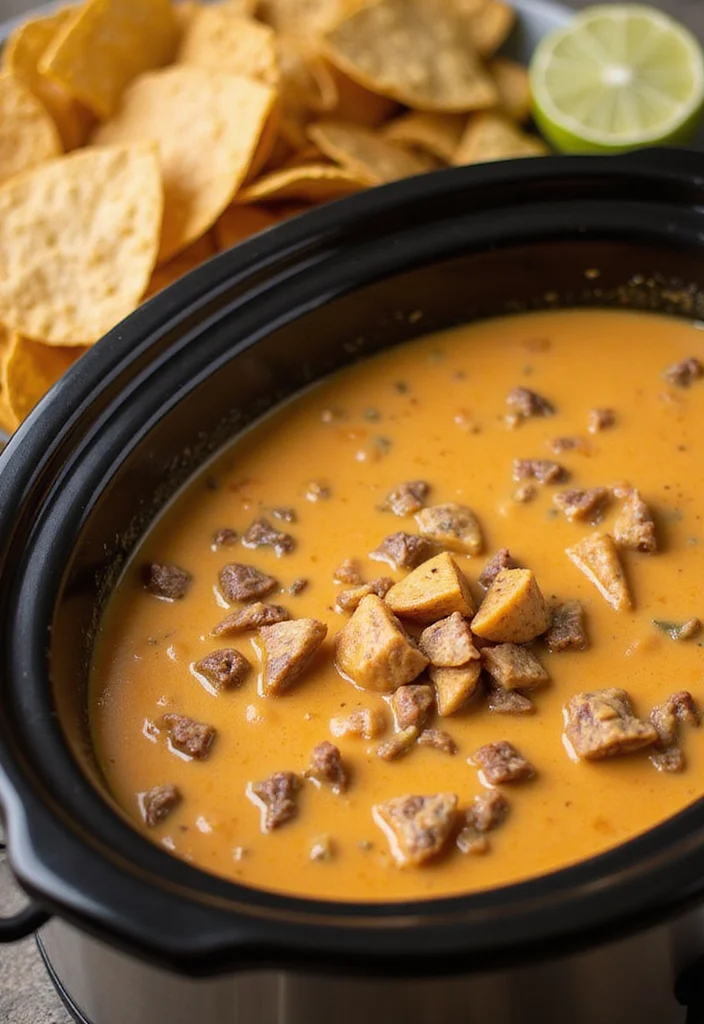 16 Must Try Beef Queso Dip Dishes For Busy Nights - 4. Slow Cooker Beef Queso Dip