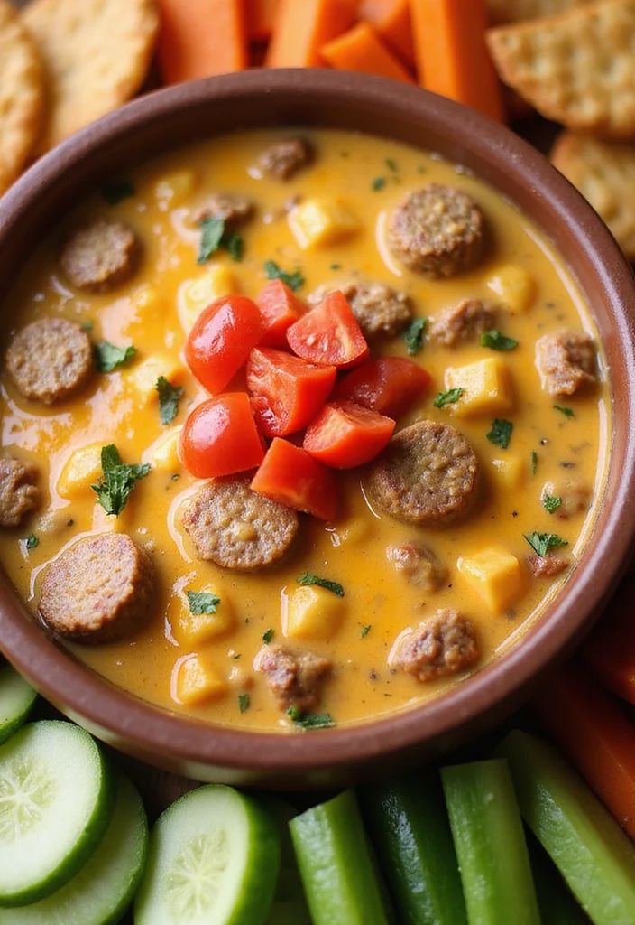 16 Must Try Beef Queso Dip Dishes For Busy Nights - 5. Cheesy Beef Queso Dip with Sausage