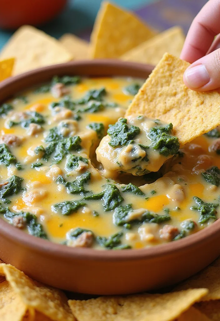 16 Must Try Beef Queso Dip Dishes For Busy Nights - 6. Beef Queso Dip with Spinach