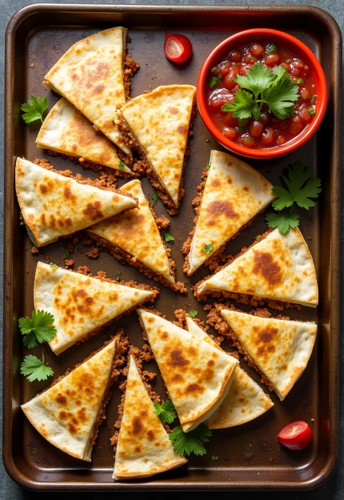 16 Underrated Sheet Pan Quesadillas Beef Recipes Worth Making - 4. Tex-Mex Beef & Bean Quesadillas