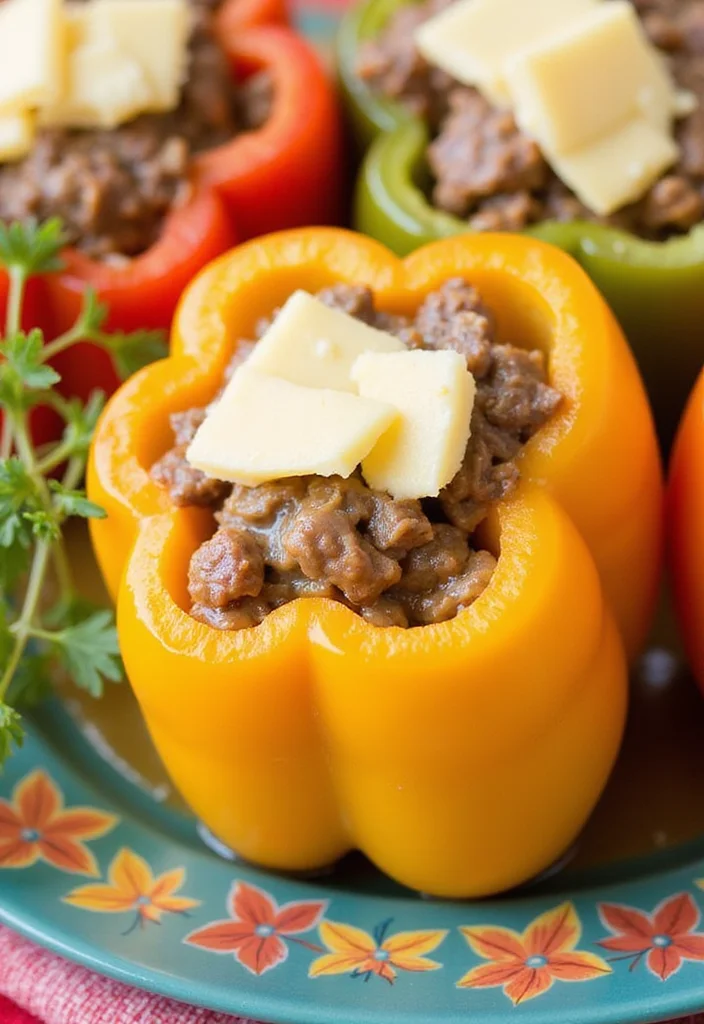 17 Crowd Pleaser Beef And Cheddar Sandwich Ideas You’ll Save Immediately - 16. Beef and Cheddar Stuffed Peppers