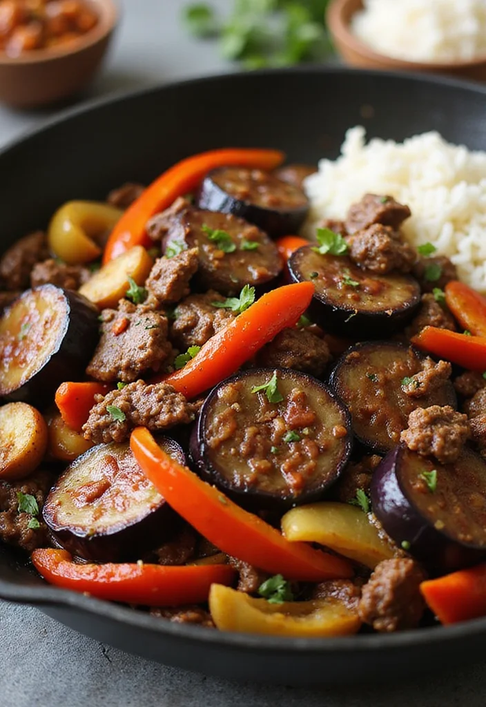 17 Underrated Easy Beef Stir Fry Recipes Worth Making - 16. Beef and Eggplant Stir Fry