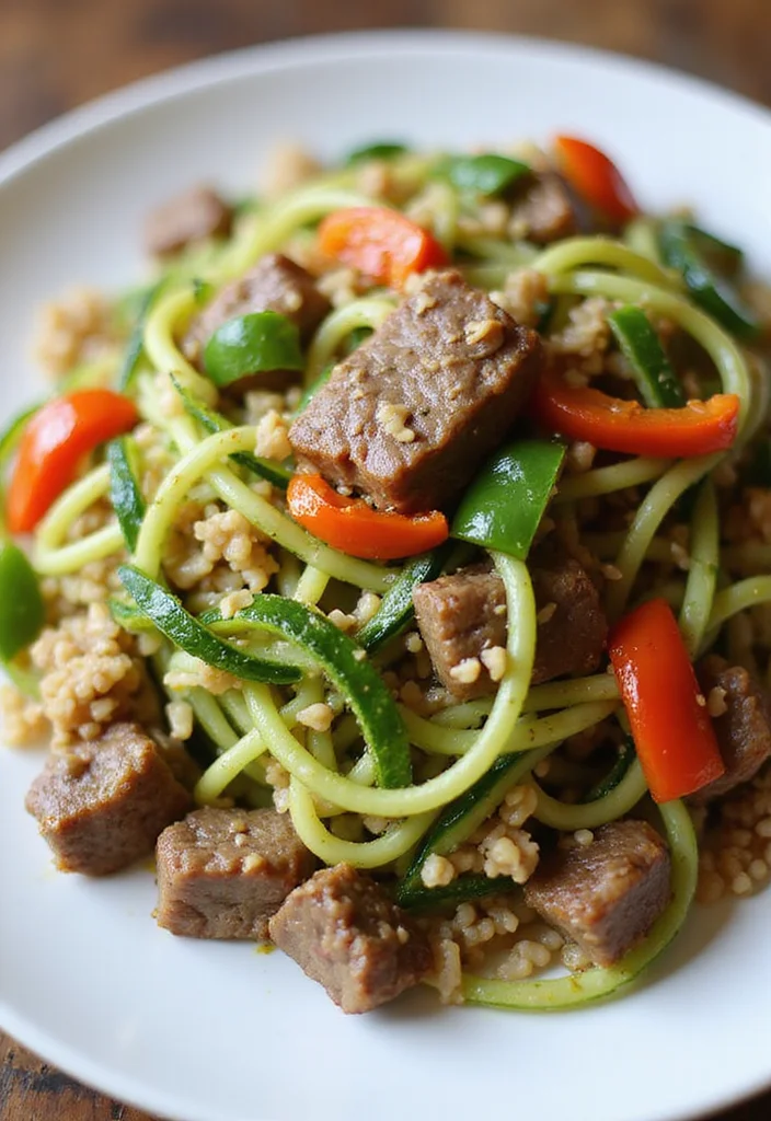 18 Easy Beef Fried Rice Meals That Always Impress - 14. Beef Fried Rice with Zucchini Noodles