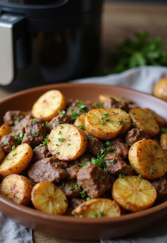 18 Genius Ways To Use Air Fryer Beef Tonight - 14. Air Fryer Beef and Potato Skillet