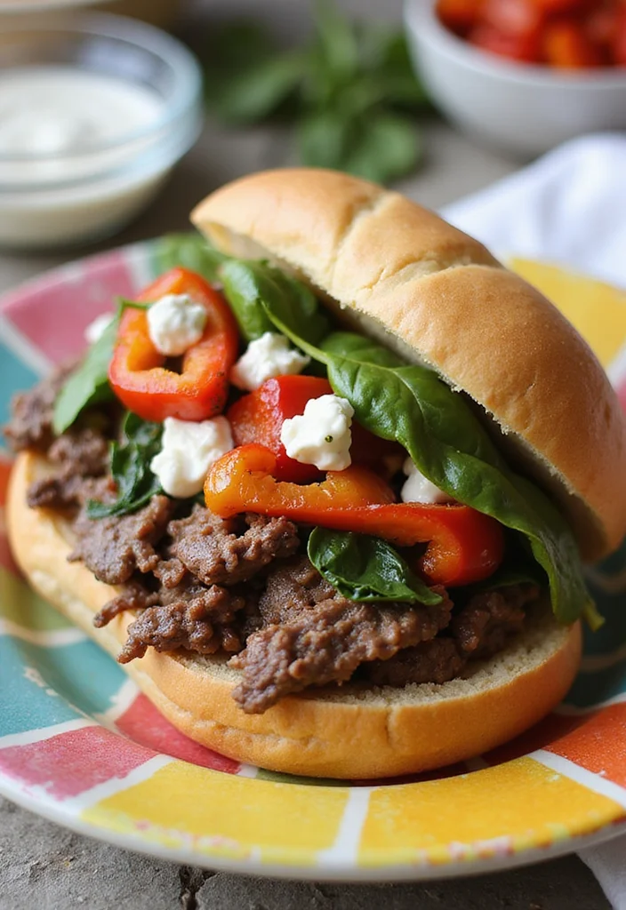 18 Underrated Shaved Beef Sandwich Recipes Worth Making - 6. Mediterranean Shaved Beef Sandwich