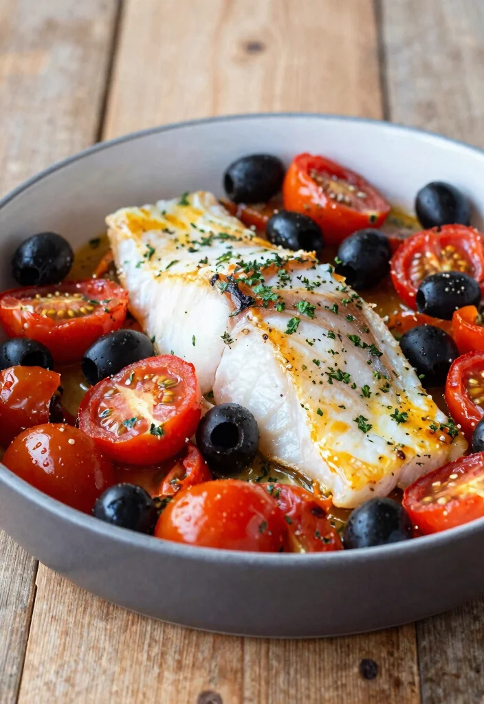 16 Best Cod Fish Recipes: Flaky Flavor-Packed Favorites for Weight Loss - 4. Mediterranean Cod with Olives and Tomatoes 1