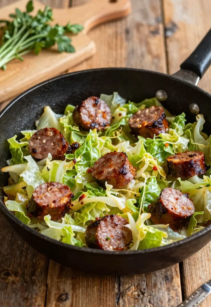 16 Cheap Recipes for Dinner: Budget-Friendly One-Pot Meals - 14. One-Pot Cabbage and Sausage Skillet 1