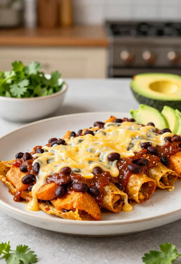 16 Cheap Recipes for Dinner: Budget-Friendly One-Pot Meals - 16. One-Pot Sweet Potato and Black Bean Enchiladas 1