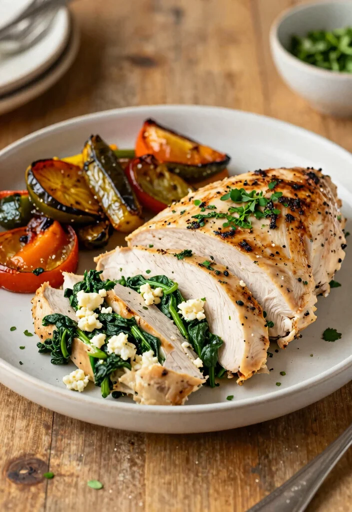 16 Dinner Recipes High Protein Filling Healthy Meals - 11. Spinach and Feta Stuffed Chicken Breasts 1