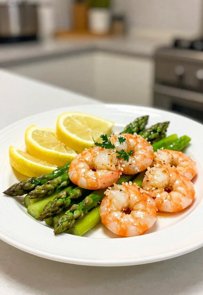 16 Dinner Recipes High Protein Filling Healthy Meals - 4. Lemon Garlic Shrimp with Asparagus 1