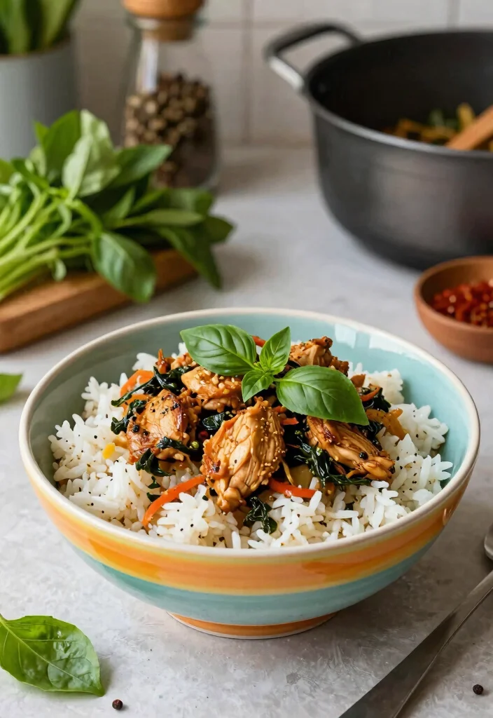 16 Dinner Recipes With Rice: One Pot Comfort - 12. One-Pot Thai Basil Chicken and Rice 1