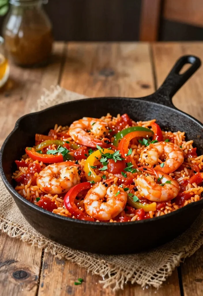 16 Dinner Recipes With Rice: One Pot Comfort - 4. Spicy Shrimp and Rice Skillet 1