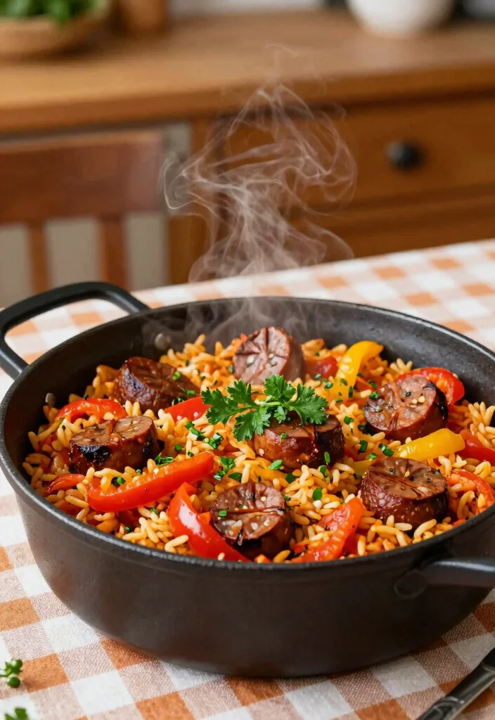 16 Dinner Recipes With Rice: One Pot Comfort - 6. One-Pot Spanish Rice and Sausage 1