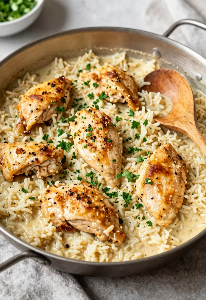 16 Easy Everyday Chicken Dinner Recipes for Healthy One-Pan Meals - 10. Garlic Parmesan Chicken and Rice 1