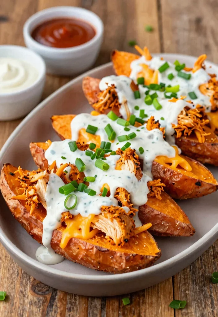 16 Easy Everyday Chicken Dinner Recipes for Healthy One-Pan Meals - 12. Buffalo Chicken Sweet Potato Skins 1