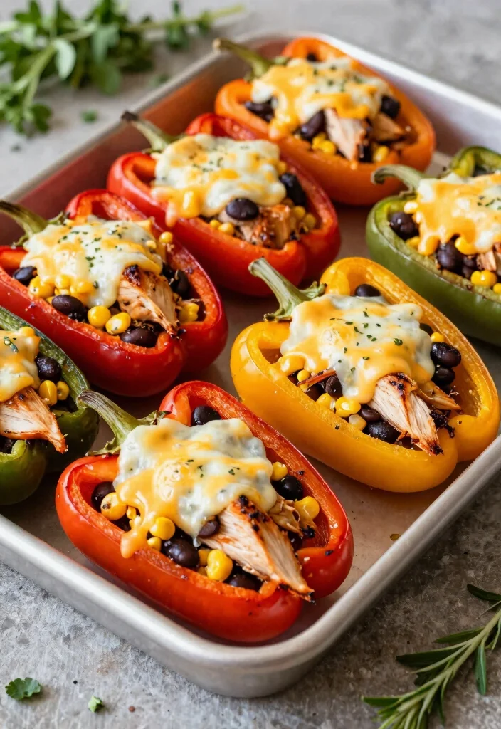 16 Easy Everyday Chicken Dinner Recipes for Healthy One-Pan Meals - 14. BBQ Chicken Stuffed Peppers 1