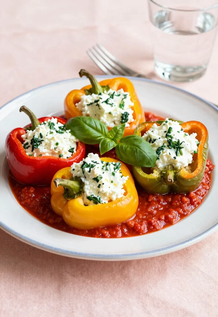 16 Healthy Crock Pot Recipes for Set-and-Forget Meals - 4. Spinach and Ricotta Stuffed Peppers 1