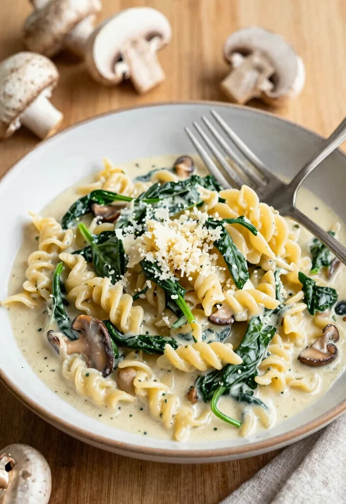 16 Simple and Healthy One-Pot Dinner Recipes for Every Night - 3. Creamy One-Pot Spinach and Mushroom Pasta 1