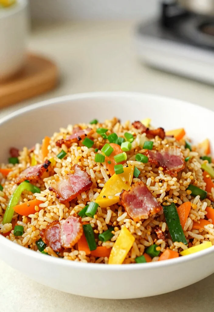 17 Bacon Recipes for Dinner: Savory Crowd Pleasers - 10. Bacon Fried Rice 1