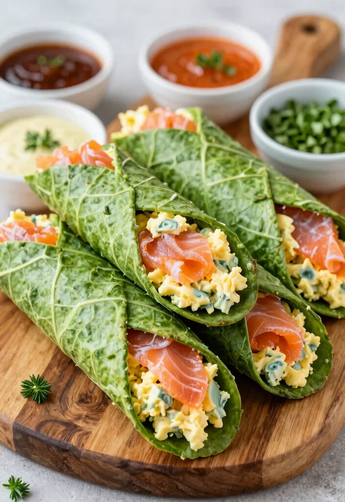 17 Cold Smoked Salmon Recipes: Elegant No Cook Ideas - 12. Cold Smoked Salmon & Egg Salad Collard Wraps 1