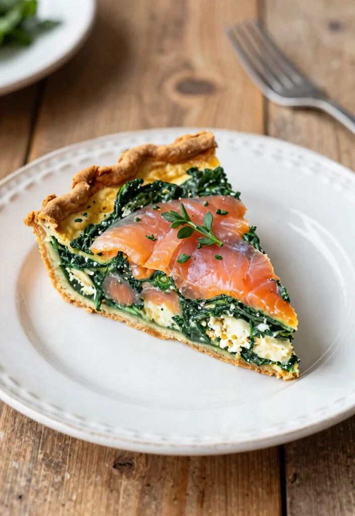 17 Cold Smoked Salmon Recipes: Elegant No Cook Ideas - 14. Cold Smoked Salmon and Spinach Feta Quiche 1