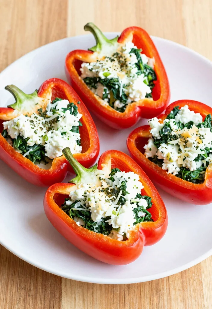 17 Cottage Cheese Recipes Healthy High Protein Ideas - 7. Cottage Cheese and Spinach Stuffed Peppers 1