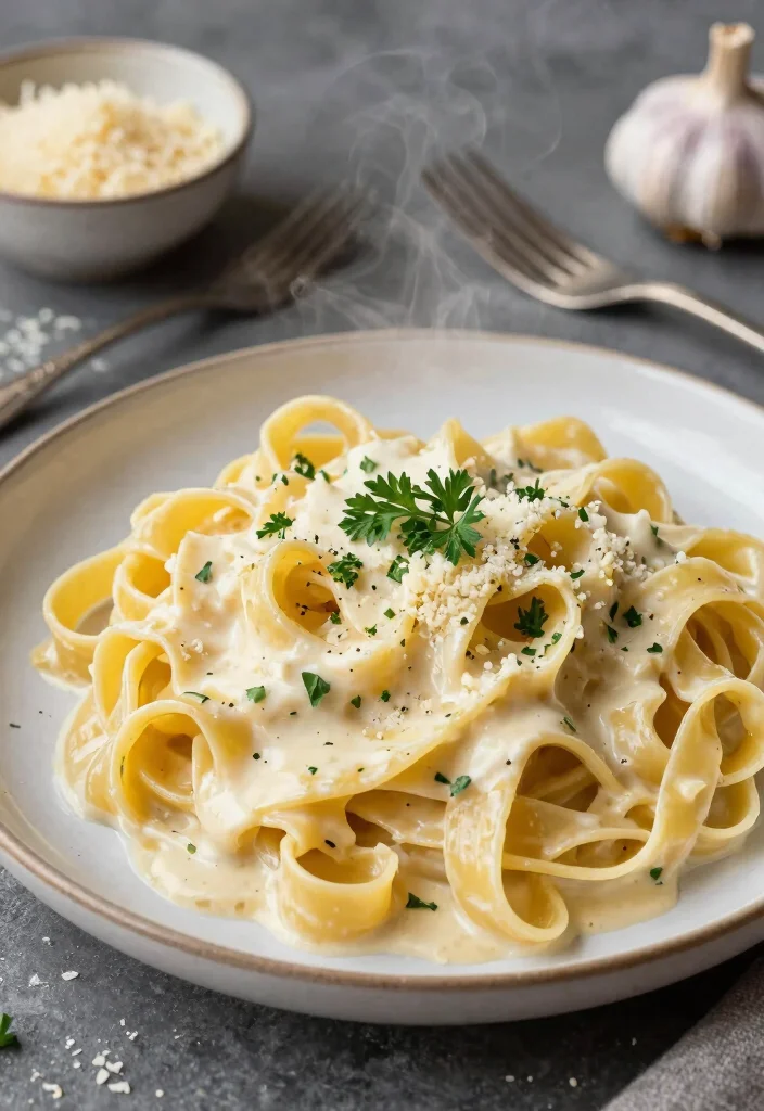 17 Cream Cheese Recipes for Rich Comfort Plates - 1. Creamy Garlic Parmesan Pasta 1