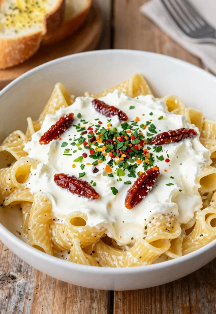 17 Cream Cheese Recipes for Rich Comfort Plates - 13. Cream Cheese and Sun-Dried Tomato Pasta 1