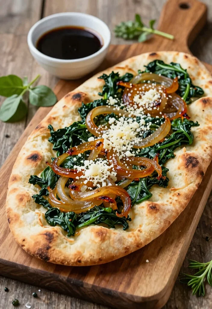 17 Date Night Dinner Recipes: Romantic Impressive Meals - 14. Caramelized Onion and Spinach Flatbread 1