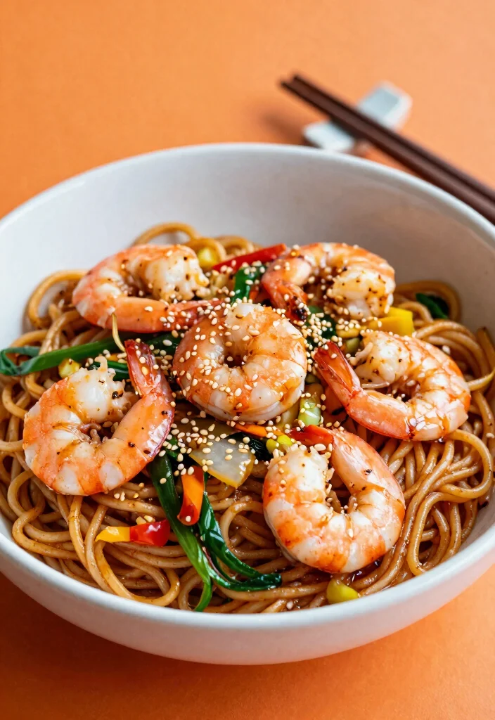 17 Dinner Recipes With Shrimp: Fast & Flavorful Seafood - 16. Sesame Shrimp Noodles 1