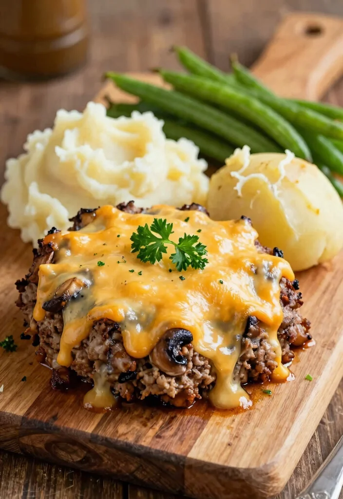 18 Best Meatloaf Recipes Ever: Comfort Food Legends - 12. Mushroom & Swiss Meatloaf 1