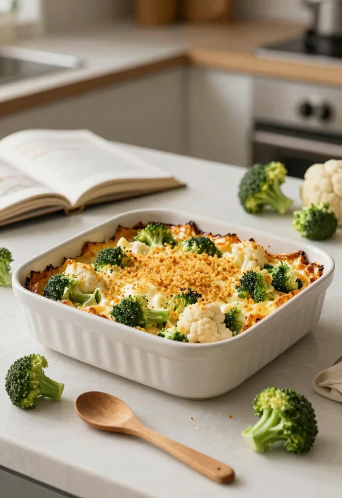 18 Casserole Recipes for Dinner: Cozy Family Classics - 2. Cheesy Broccoli and Cauliflower Bake 1