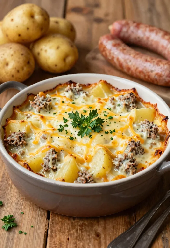 18 Casserole Recipes for Dinner: Cozy Family Classics - 7. Creamy Sausage and Potato Casserole 1