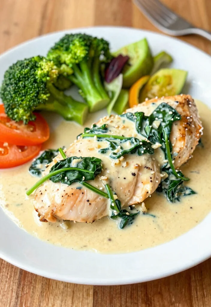 18 Dinner Recipes Low Carb Flavor Forward Choices - 4. Creamy Garlic Chicken with Spinach 1