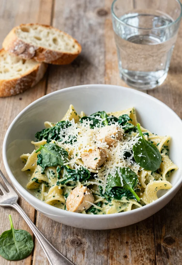 18 Dinner Recipes With Chicken Breast: Lean Family Favorites - 3. Creamy Spinach and Chicken Pasta 1