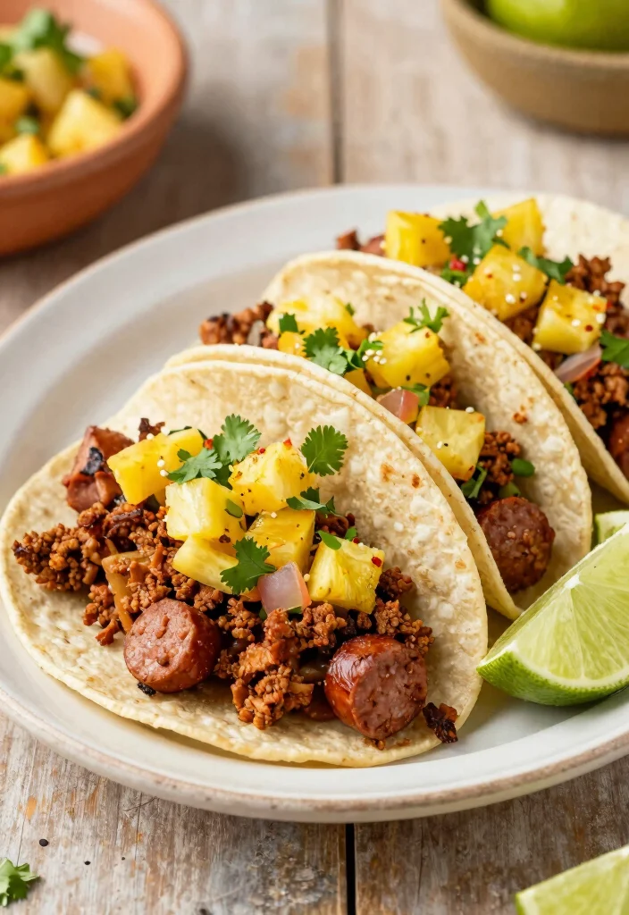 18 Dinner Recipes With Sausage: Bold Savory Plates - 11. Sausage Tacos with Pineapple Salsa 1