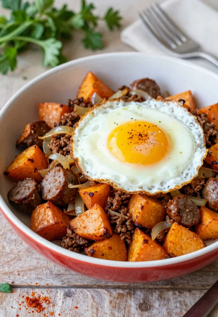 18 Ground Pork Sausage Recipes: Savory Comfort Meals - 11. Sausage and Sweet Potato Hash 1