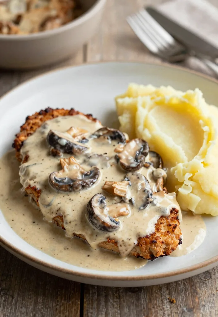 18 Juicy Boneless Pork Chop Recipes in the Oven for Healthy Meal Prep - 11. Creamy Mushroom Sauce Pork Chops 1