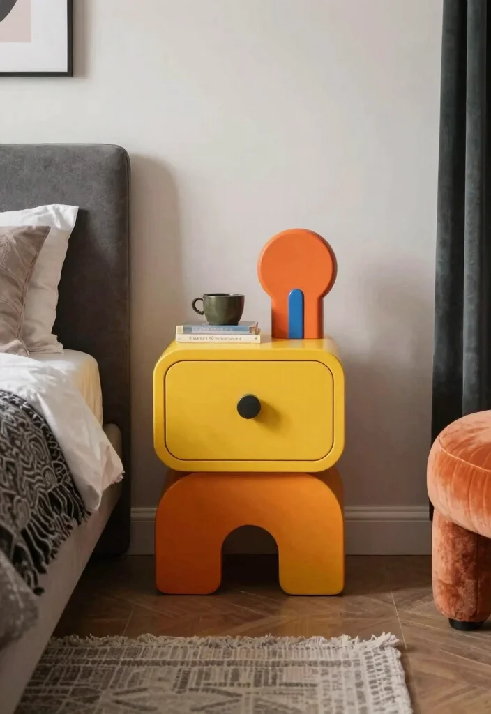 15 Bed Stand Design Ideas With Sleek Functional Style - 15. Nightstands with Unique Shapes 1