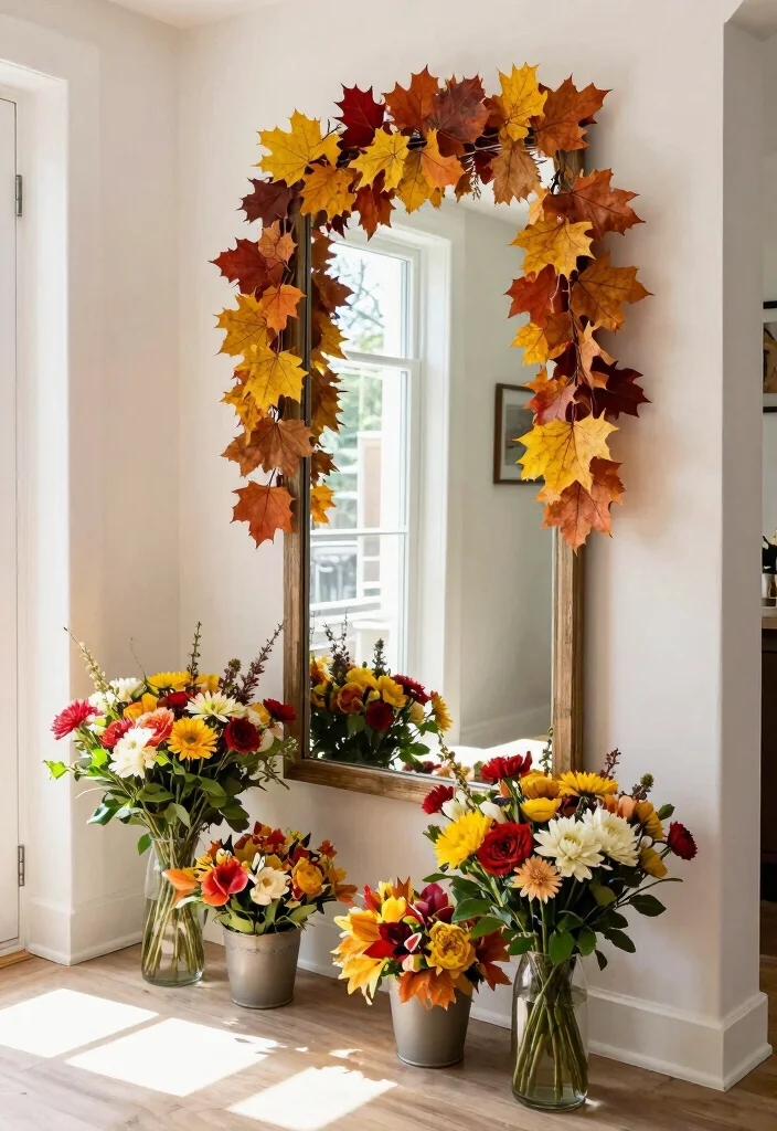 15 Entry Way With Mirrors Ideas That Feel Bright & Spacious 16 15 Entry Way With Mirrors Ideas That Feel Bright & Spacious - 15. Seasonal Decor with Mirrors 1